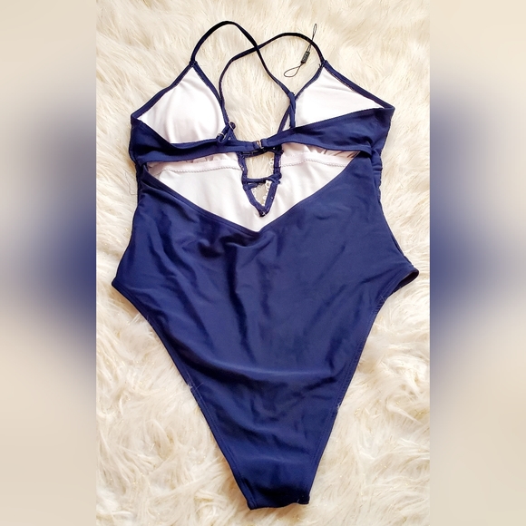 Zaful blue one-piece swimsuit with lace - Picture 5 of 5
